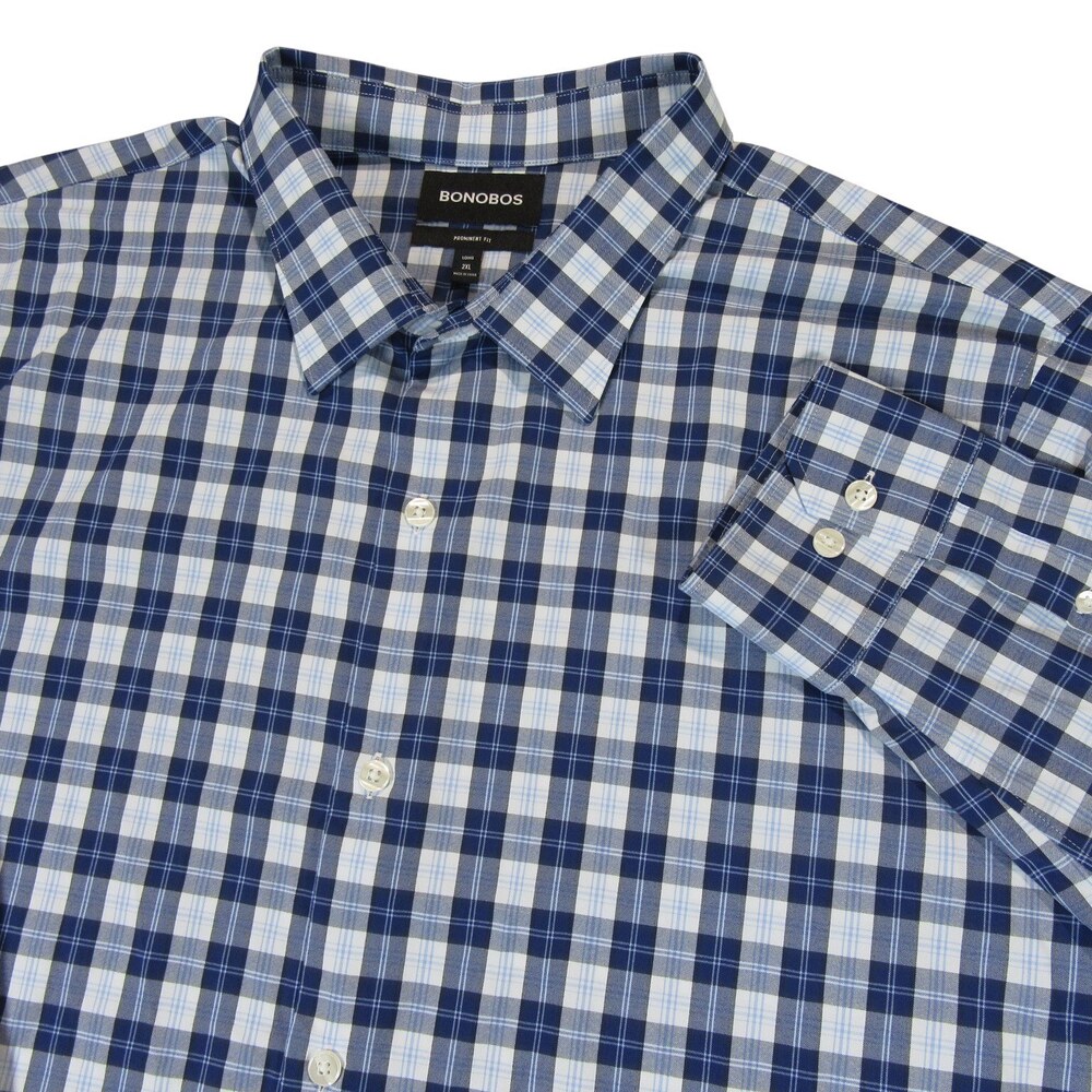 Bonobos Mens Button Down‎ Nylon Performance Shirt 2XL Prominent Fit Navy Blue